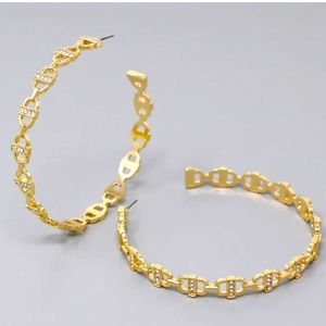 Hoops Glass Stone Pave Mariner Earring